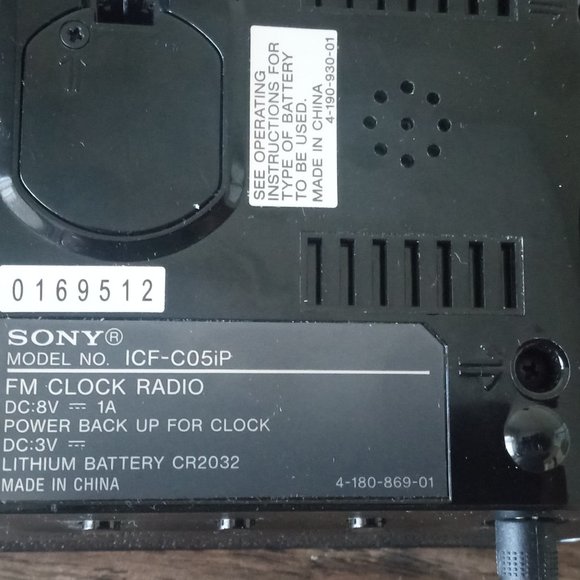 Sony ICF-C05iP, iPhone/iPod Dock, Clock FM Radio Speaker Original AC Adapter - Picture 3 of 4